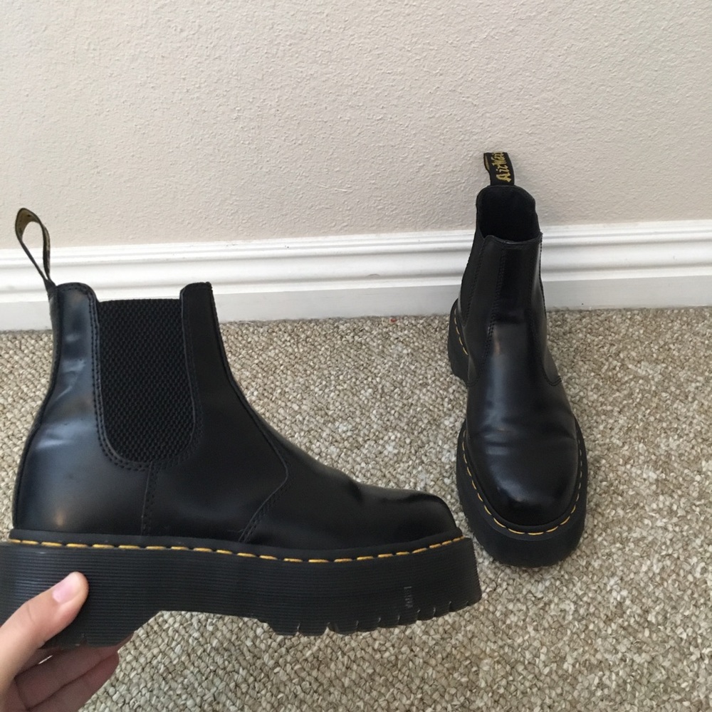 Dr. Martens Black Leather Platform Chelsea Boots